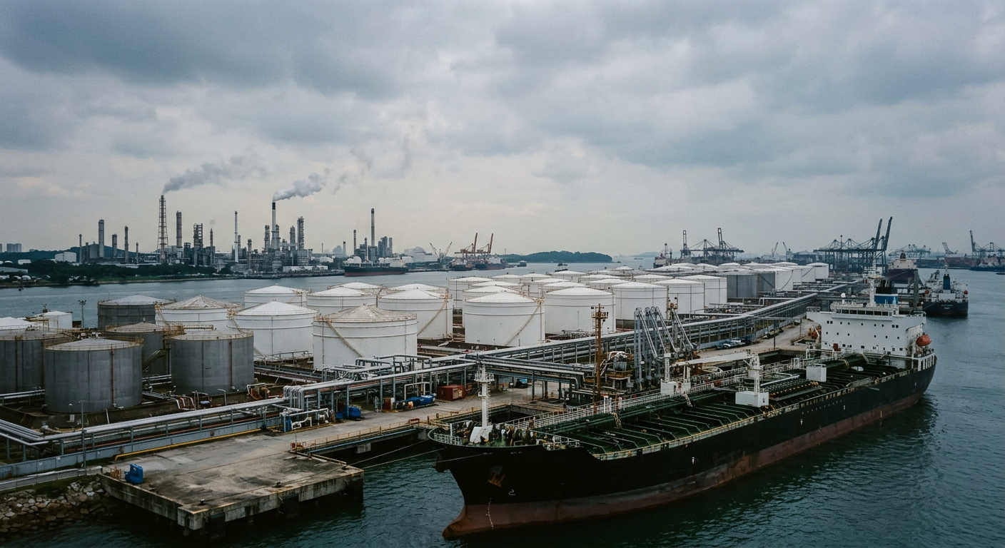 Illustrative industrial scene accompanying coverage of Alkagesta Reports Sustained Expansion in Singapore Bunkering Operations